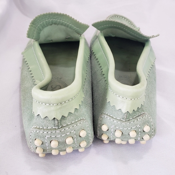 Tod's Light Green Suede Tassel Loafers - Picture 7 of 10